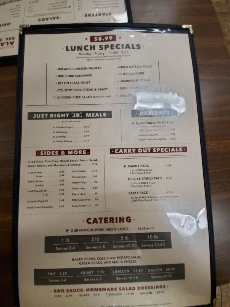 Top Hat Barbecue Menu 8
